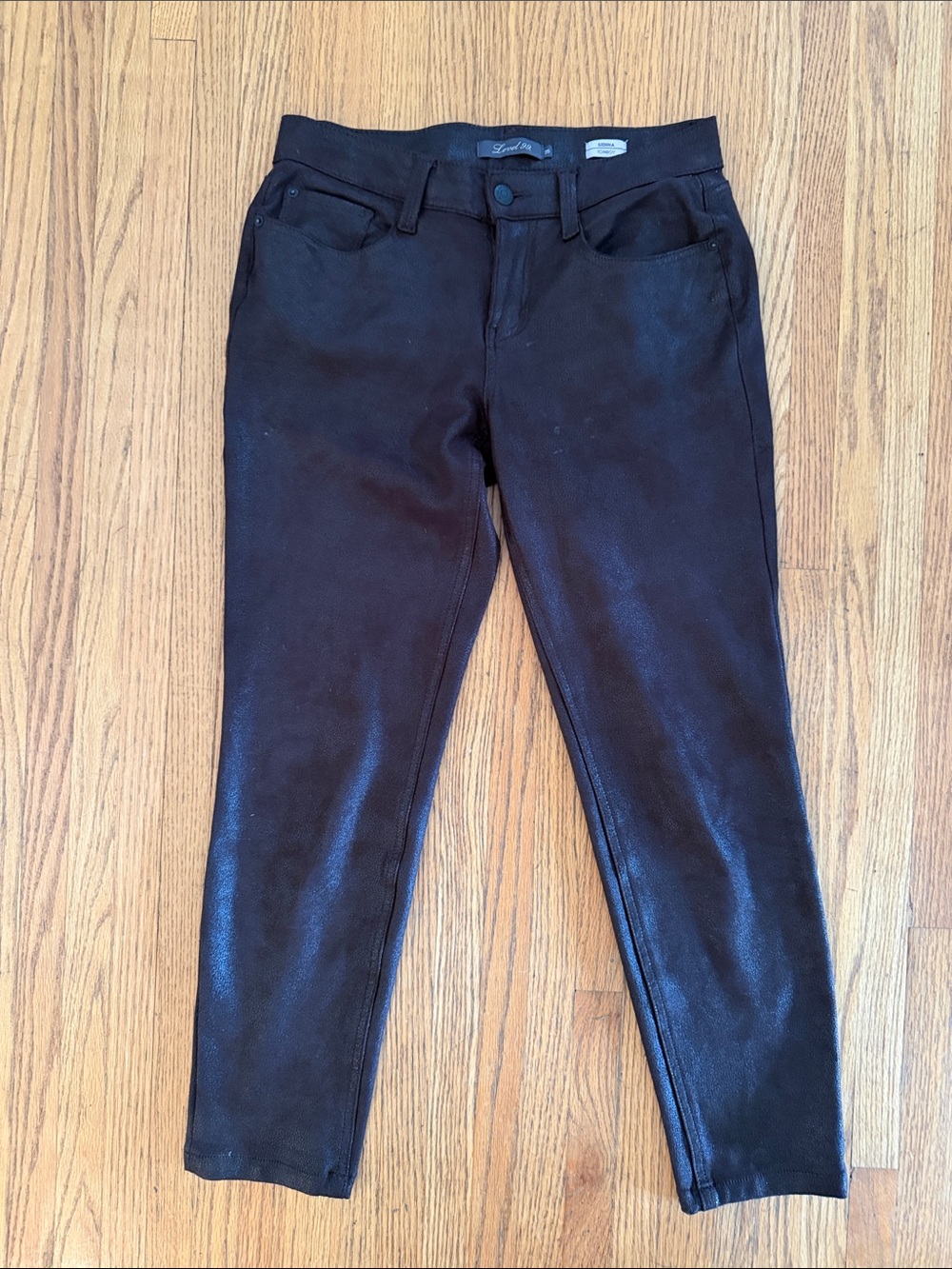 Level 99 Brown Skinny Faux-Leather Coated stretchy Jeans Pants ๐ ๐ comfy!
